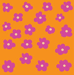 Abstract floral background, isolated on orange color background