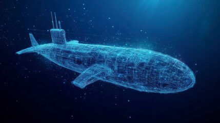Abstract polygonal submarine underwater.