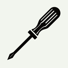 Flat Head Screwdriver Silhouette Vector Illustration
