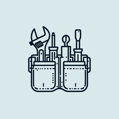 Obraz premium Tool Belt with Wrench and Screwdriver Line Art Vector