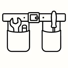 Tool Belt with Wrench and Screwdriver Line Art Vector