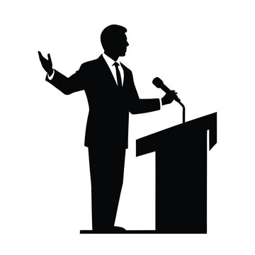recommend clip art: Business Leader Speaking At Corporate Conference Line Art Vector illustration