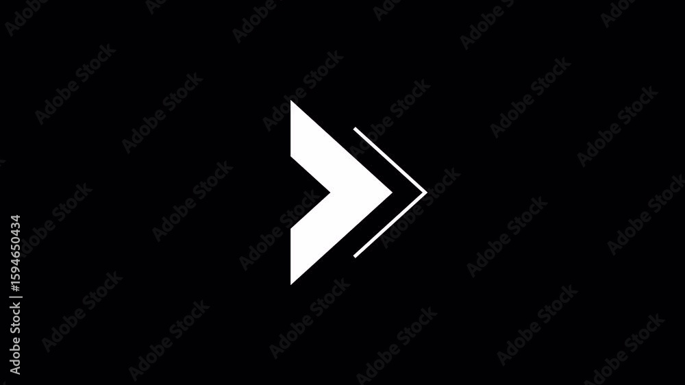 Poster animated white arrow icon with trailing lines on black background video