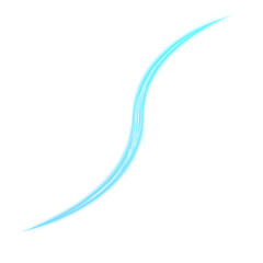 S-shaped neon light trail on transparent background