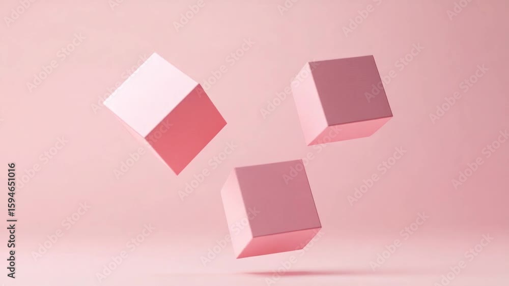 Poster floating pink cubes: an abstract design element for creative visual projects