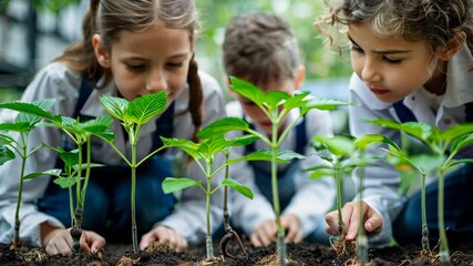 selective focus on classroom science activity with children analyzing plant structures - Powered by Adobe