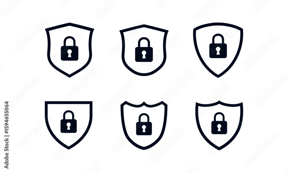 Fototapete secure internet icon. protective shield sign digital security with the image of a padlock. symbol se