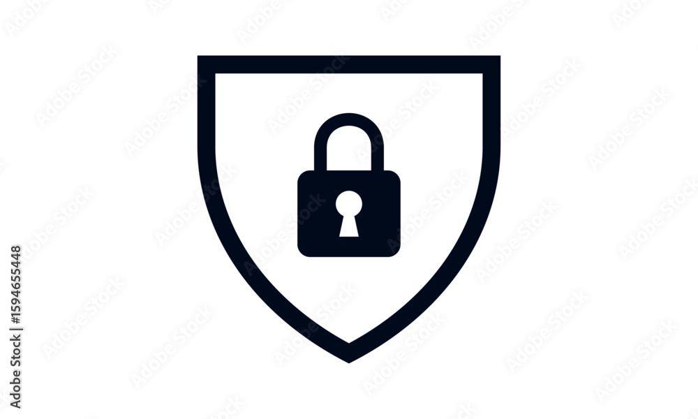 Fototapete secure internet icon. protective shield sign digital security with the image of a padlock. symbol se