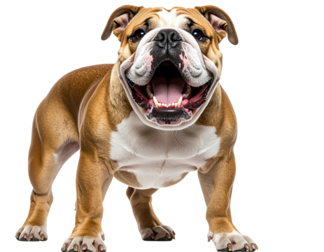 Angry Bulldog Growling with Open Mouth, Transparent PNG