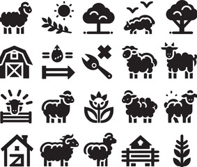 farm animals set sheep