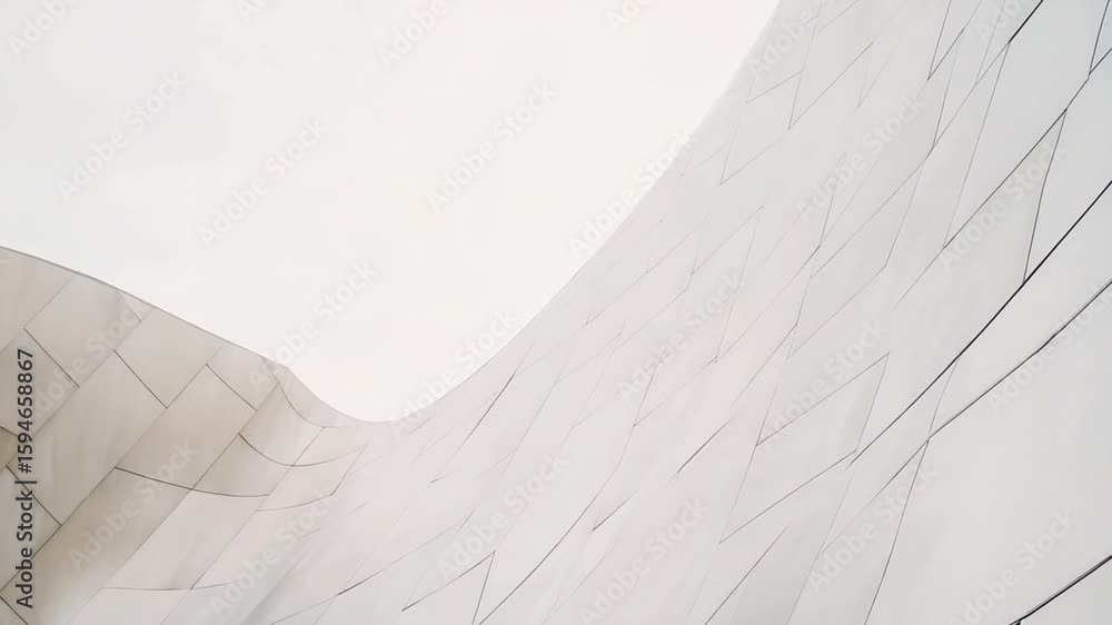 Poster abstract architectural detail featuring smooth curves and geometrical pattern in white tones