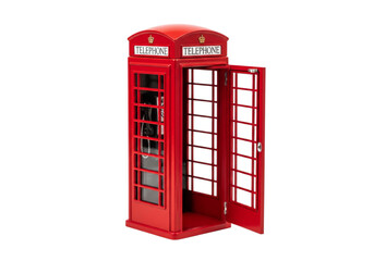 Obraz premium Red london phone booth png on transparent background