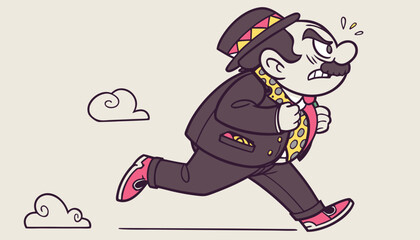 Naklejka premium cartoon illustration of a man running
