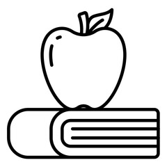Apple fruit with close books, icon of healthy education
