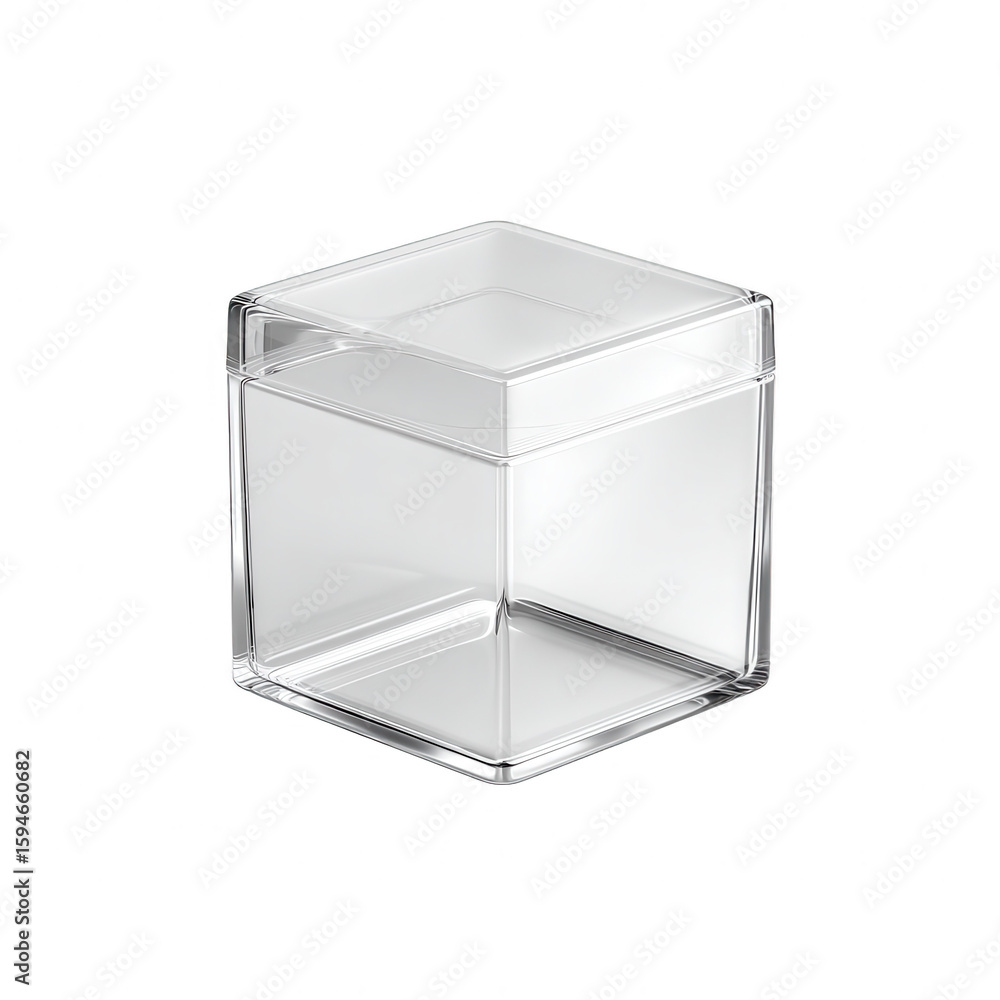 Poster clear acrylic cube box with lid isolated - storage and display solution