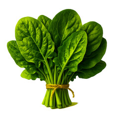 Fresh Spinach Leaves Isolated on Transparent Background