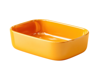 Empty Orange Baking Dish, Isolated on White Background