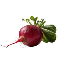 Fresh Red Radish with Green Leaves Isolated on Transparent Background