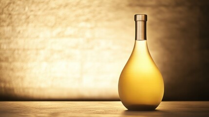 A moment of quiet elegance a bottle of white wine reflecting golden light with a warm monochromatic