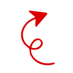 Abstract curled red arrow element design