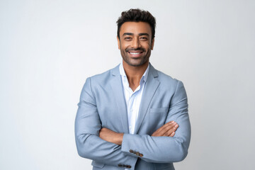 young businessman standing confidently and smiling