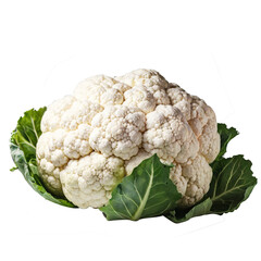 Fresh White Cauliflower Floret Isolated on Transparent Background