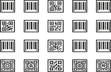 Fototapeta premium Collection of qr codes and barcodes silhouette