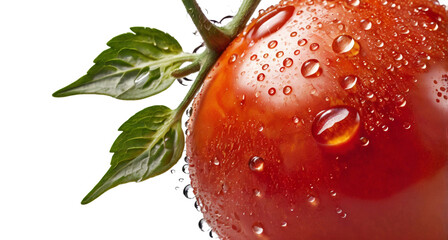 Closeup of Fresh Ripe Tomato on Transparent Background

