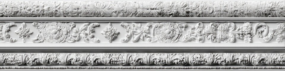 Ornate, three-tiered relief trim