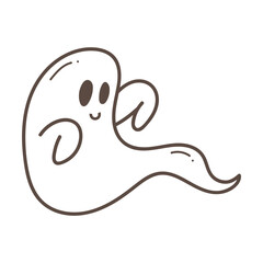 Cute Ghost Cartoon Character Flat Illustration