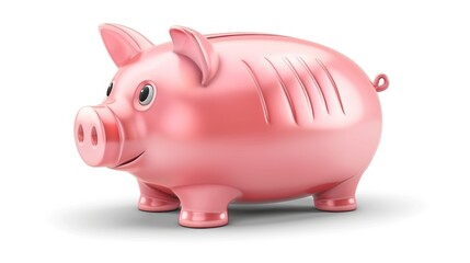 Obraz premium Pink Piggy Bank with Cheerful Expression for Finance and Savings Concept