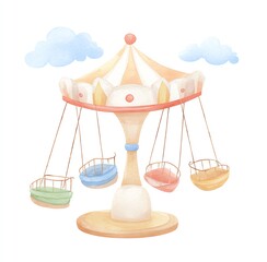 Watercolor Carousel Illustration