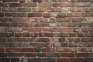 Obraz premium Textured red brick wall with white mortar in natural light. AI generative