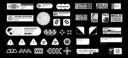Futuristic streetwear cyberpunk interface element technology graphic vector design template