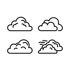 Four cloud icons are displayed in a minimalist style, perfect for weather forecasts or app designs with a clean aesthetic.