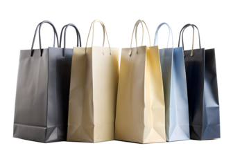 A collection of assorted shopping bags isolated on transparent background, representing retail and consumerism
