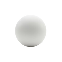 Perfectly spherical white table tennis ball with a smooth matte finish and a barely visible seam, pristine and new, isolated on a transparent background with soft studio light, concept of pristine