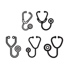 Stethoscope Icon Flat Minimal Medical Symbol on White Background