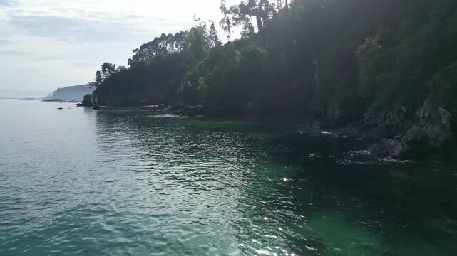 Flyby over the coast of Seixo Branco in Galicia 4k drone