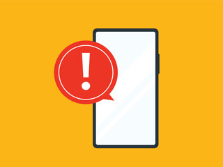 Mobile message notification, Fraud warning, danger error warning, virus problem