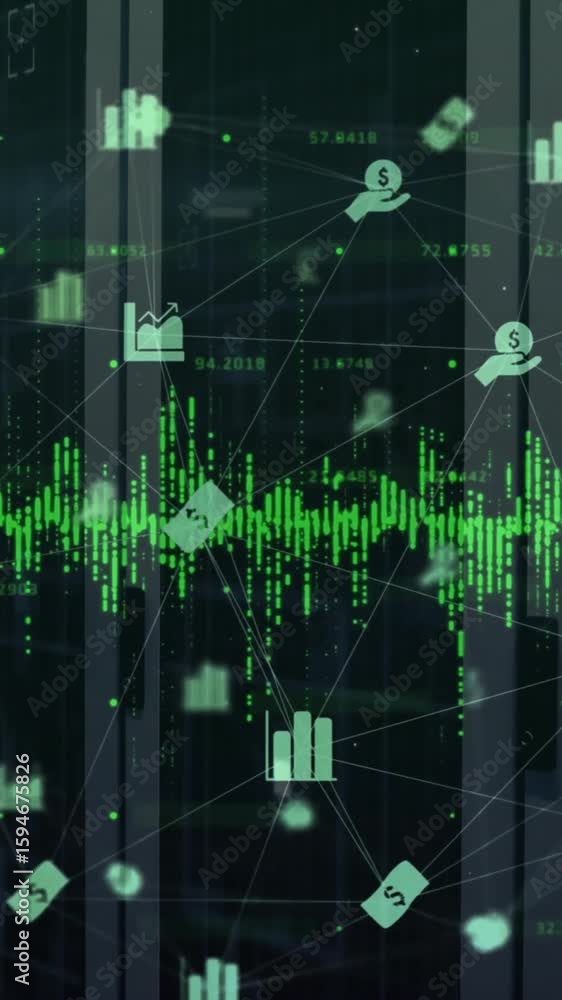Poster Animation of network of connections data processing over computer servers