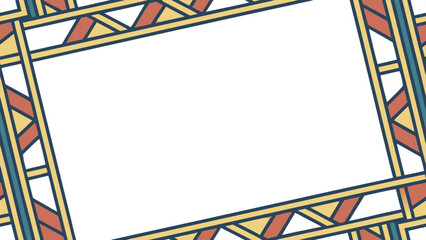 Square frame made from intersecting red, blue, and yellow lines, with white space inside