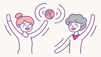 Two persons of asian race with an average age of 25 playing with a ball in a white background