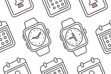 Watch face showing incoming call, message, calendar alert with animated icons. Clean and minimal vector style.