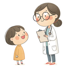 Doctor talk with patient Kawaii Minimal Clipart