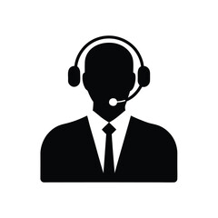 Professional business manager with headset silhouette for corporate advertising and communication banners