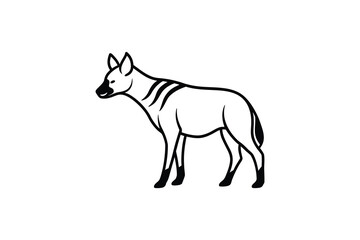 Stripped Hyena Standing Profile View with Distinctive Stripes and Ears in a Clean Black and White Silhouette simple elegant silhouette