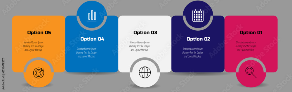 Poster business concept rounded steps – modern vector for workflow layout, diagram, report, web design – ti