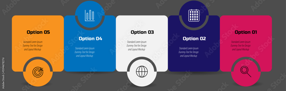 Poster business concept rounded steps – modern vector for workflow layout, diagram, report, web design – ti