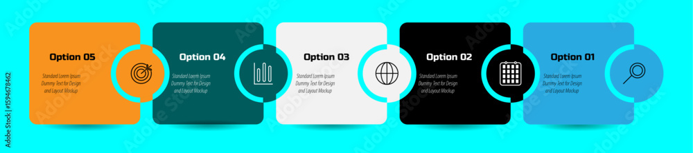 Aufkleber business concept with 5 steps, timeline infographic design element and number options–modern vector 